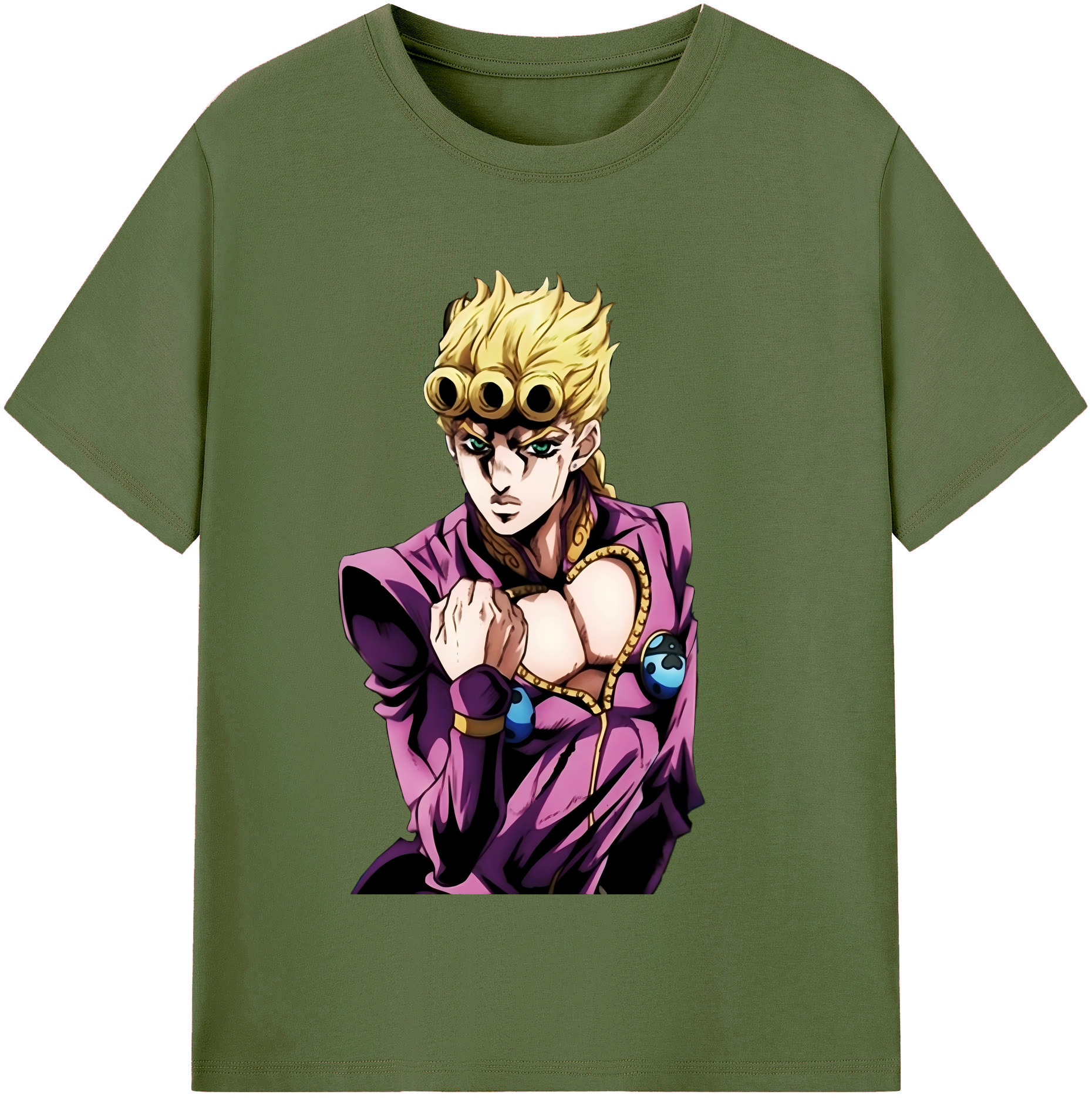 （画像用） ジョジョの奇妙な冒険 ジョルノ?ジョバァーナ JoJo's Bizarre Adventure Giorno Giovanna 綿100％半袖Tシャツ（フロントプリント）